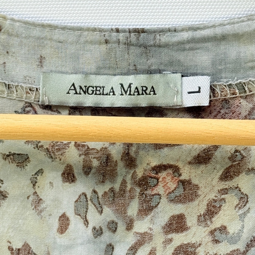 Angela Mara Large Top Blouse Animal Sequin Pocket Long Sleeve Artsy Avant Garde - Picture 7 of 7